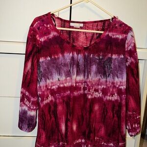 dressbarn Tie-Dye Blouse - Red and Purple